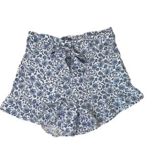 Saks Fifth Ave White & Blue Lyocell High Waist Floral Shorts